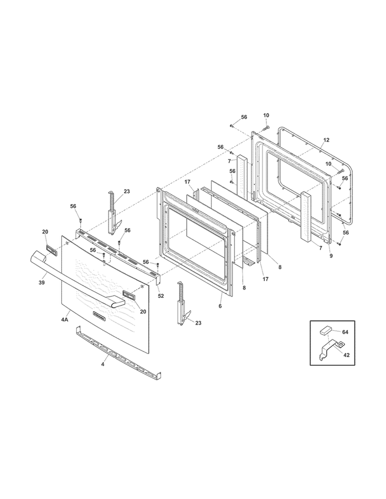 Door Diagram and Parts List for EI30EW35KW2  Electrolux Wall Oven