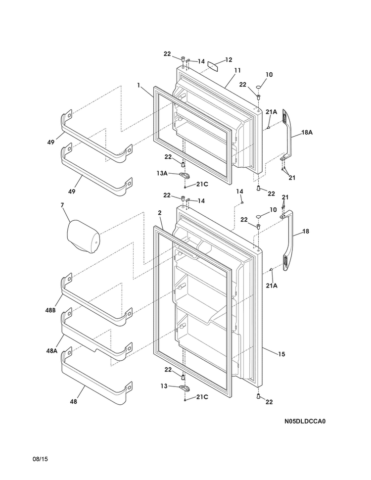 Doors Diagram and Parts List for CFTR1826LMH  Frigidaire Refrigerator
