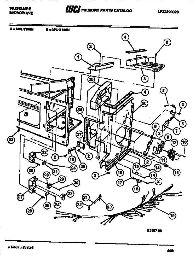 SYSTEM Diagram and Parts List for MVH1190N  Frigidaire Microwave