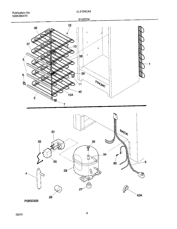 SYSTEM Diagram and Parts List for UL2100CA2  Electrolux Freezer