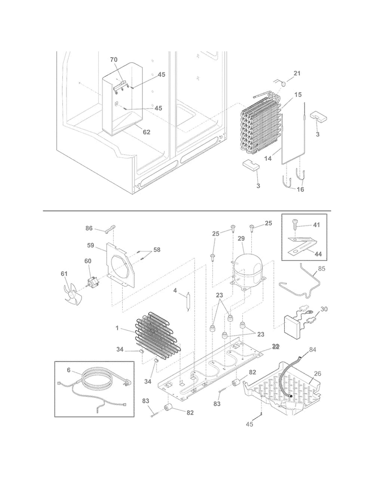 System Diagram and Parts List for FGHC2331PF7  Frigidaire Refrigerator