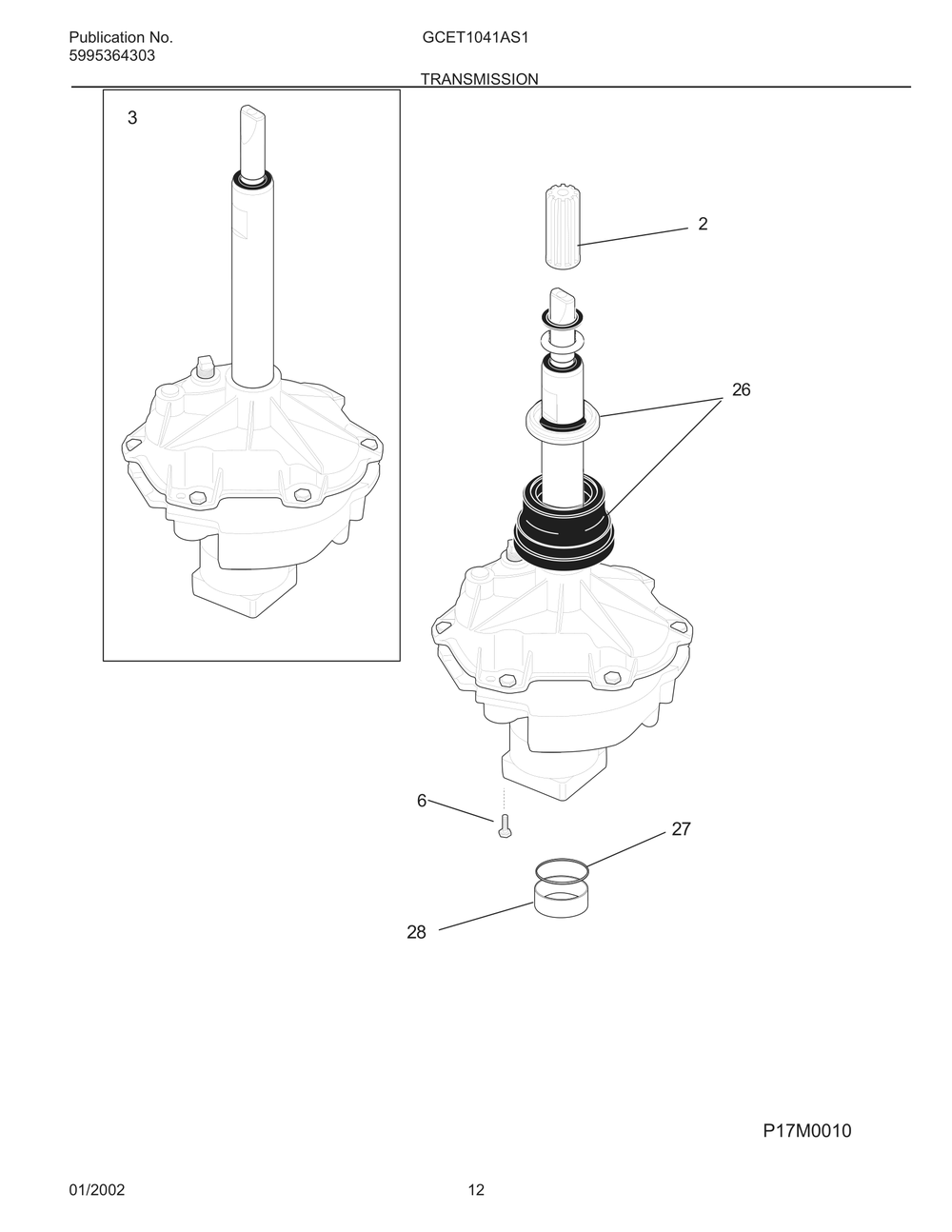Transmission Diagram and Parts List for GCET1041AS1  Frigidaire Dryer