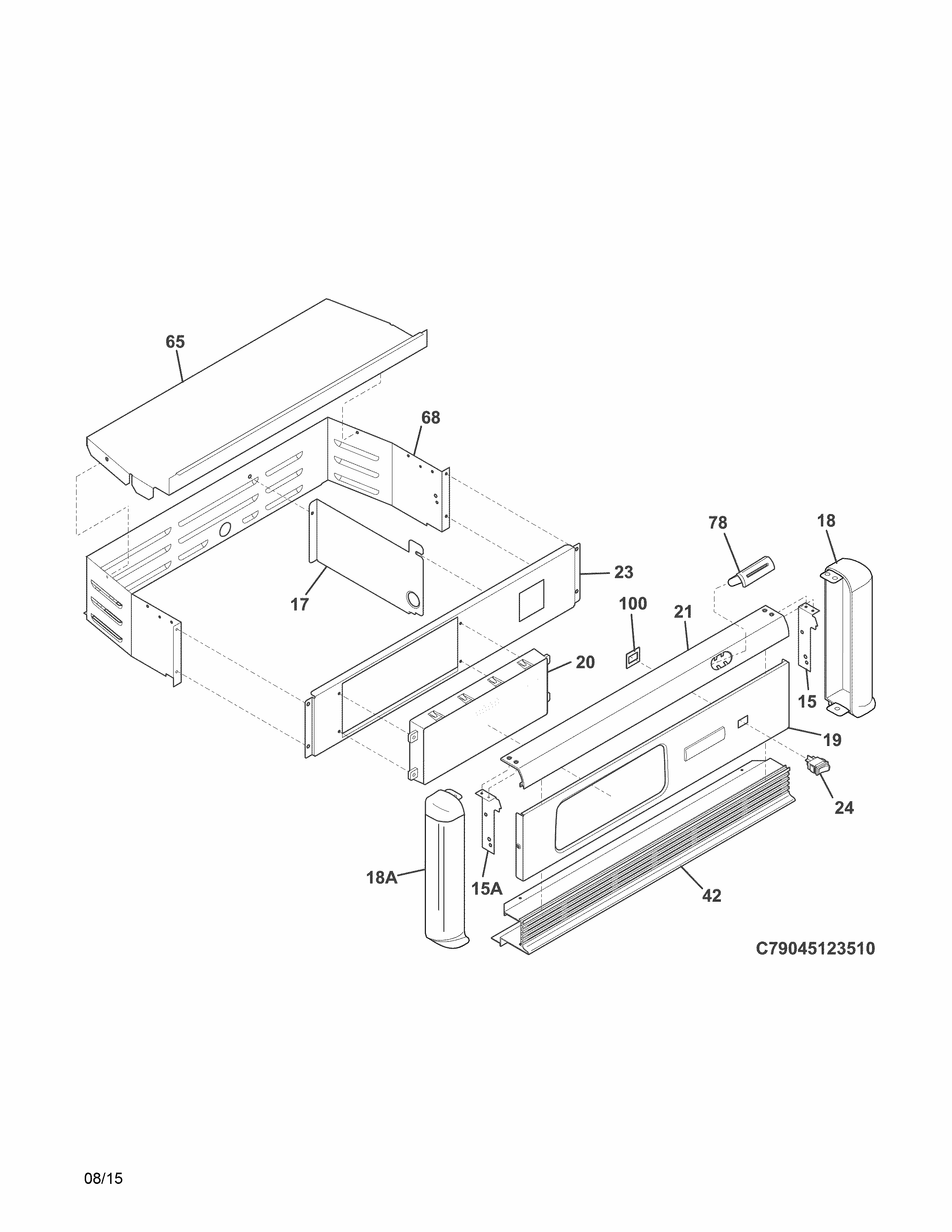 Control Panel Diagram and Parts List for 79045123510  Kenmore Wall Oven
