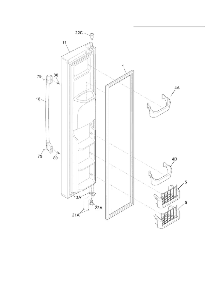 Freezer Door Diagram and Parts List for FPUS2686LF3  Frigidaire Refrigerator