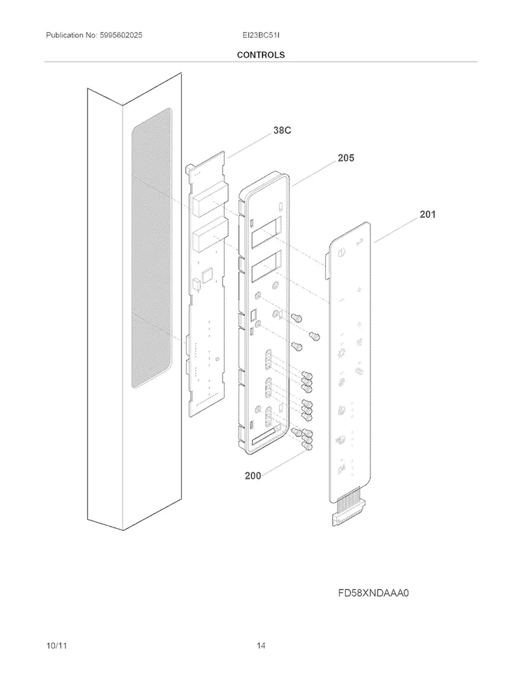Controls Diagram and Parts List for EI23BC51IB5  Electrolux Refrigerator