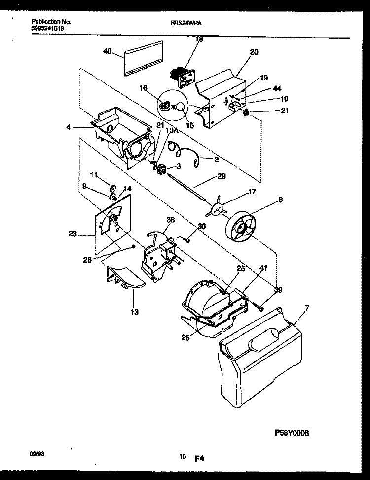 ICE DISPENSER Diagram and Parts List for FRS24WPAW0  Frigidaire Refrigerator