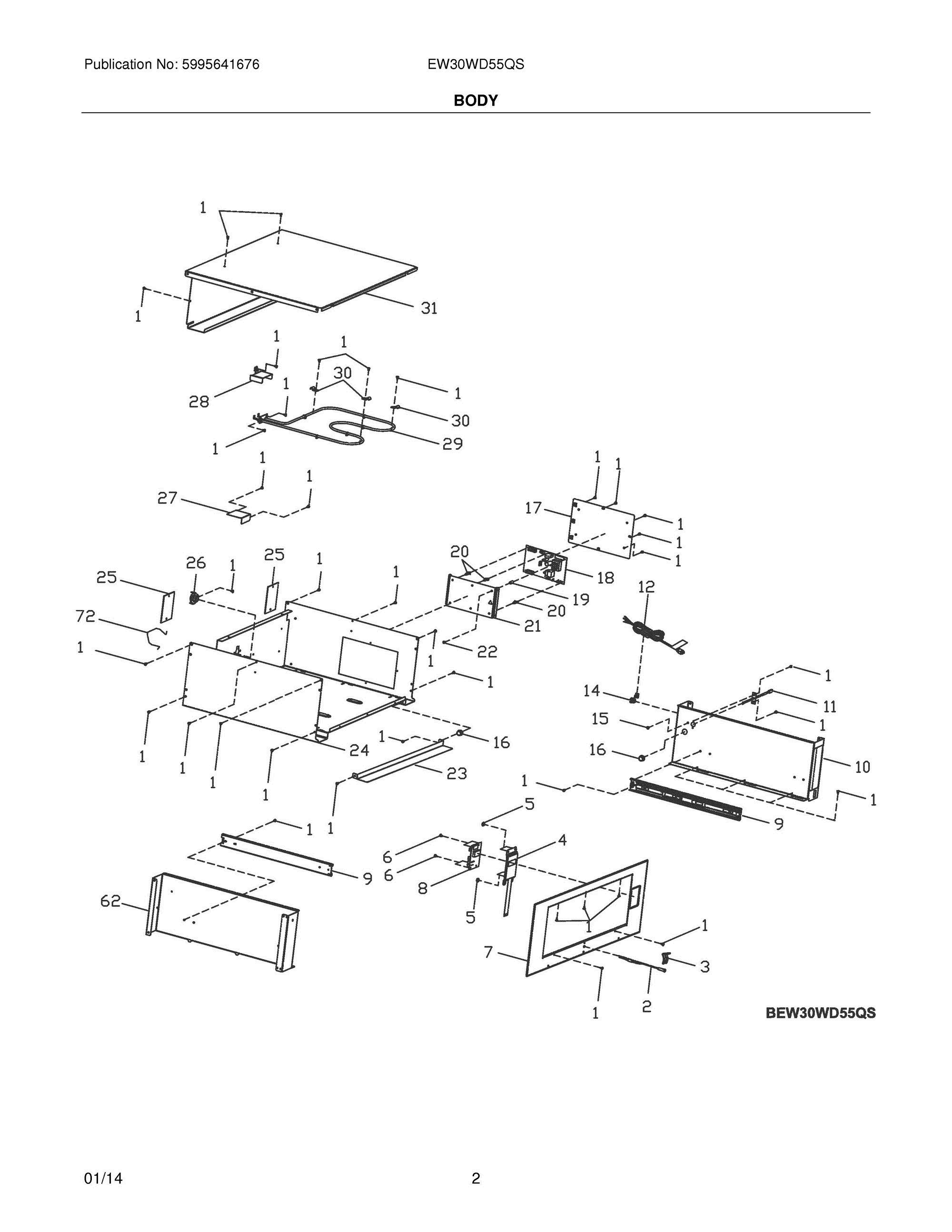 03 - BODY Diagram and Parts List for EW30WD55QS  Frigidaire Range