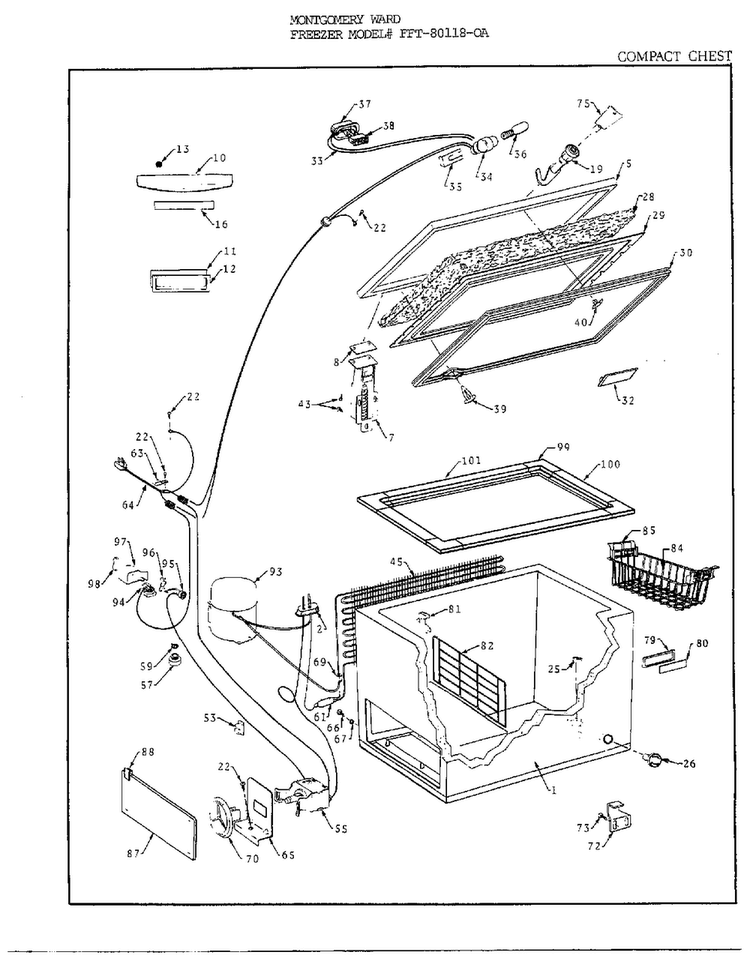 Cabinet Diagram and Parts List for 80118-OA  Frigidaire Freezer