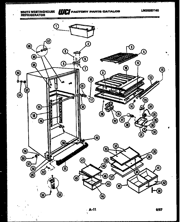 CABINET PARTS Diagram and Parts List for RT195KCH0  Frigidaire Refrigerator