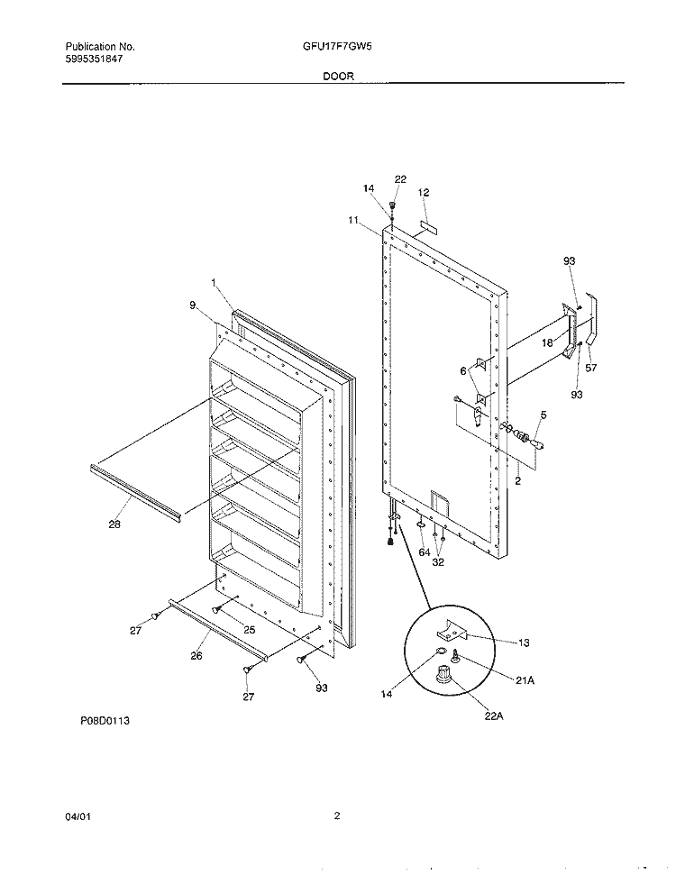 DOOR Diagram and Parts List for GFU17F7GW5  Gibson Freezer