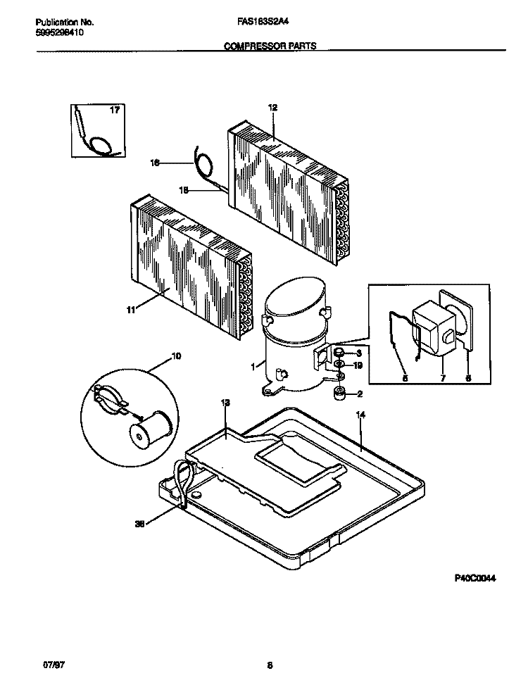 COMPRESSOR PARTS Diagram and Parts List for FAS183S2A4  Frigidaire Air Conditioner