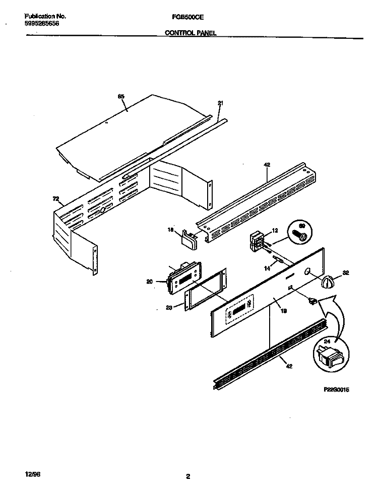 CONTROL PANEL Diagram and Parts List for FGB500CESA  Frigidaire Wall Oven