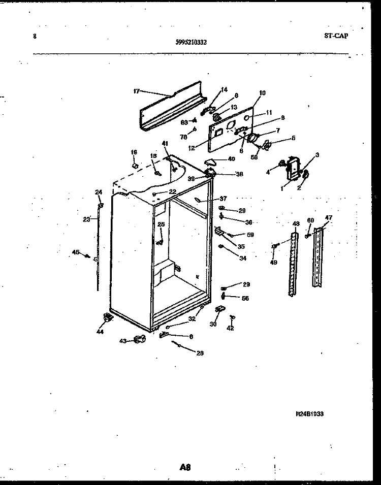 CABINET PARTS Diagram and Parts List for RT179NCH0  Frigidaire Refrigerator
