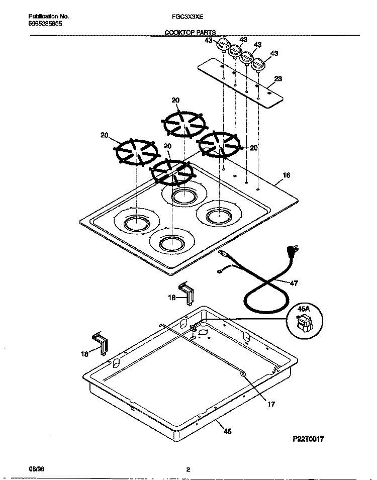 COOKTOP PARTS Diagram and Parts List for FGC3X3XEDA  Frigidaire Cooktop