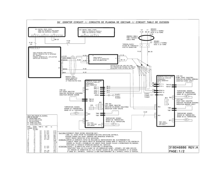 Wiring Diagram Diagram and Parts List for EW36IC60LB1  Electrolux Cooktop