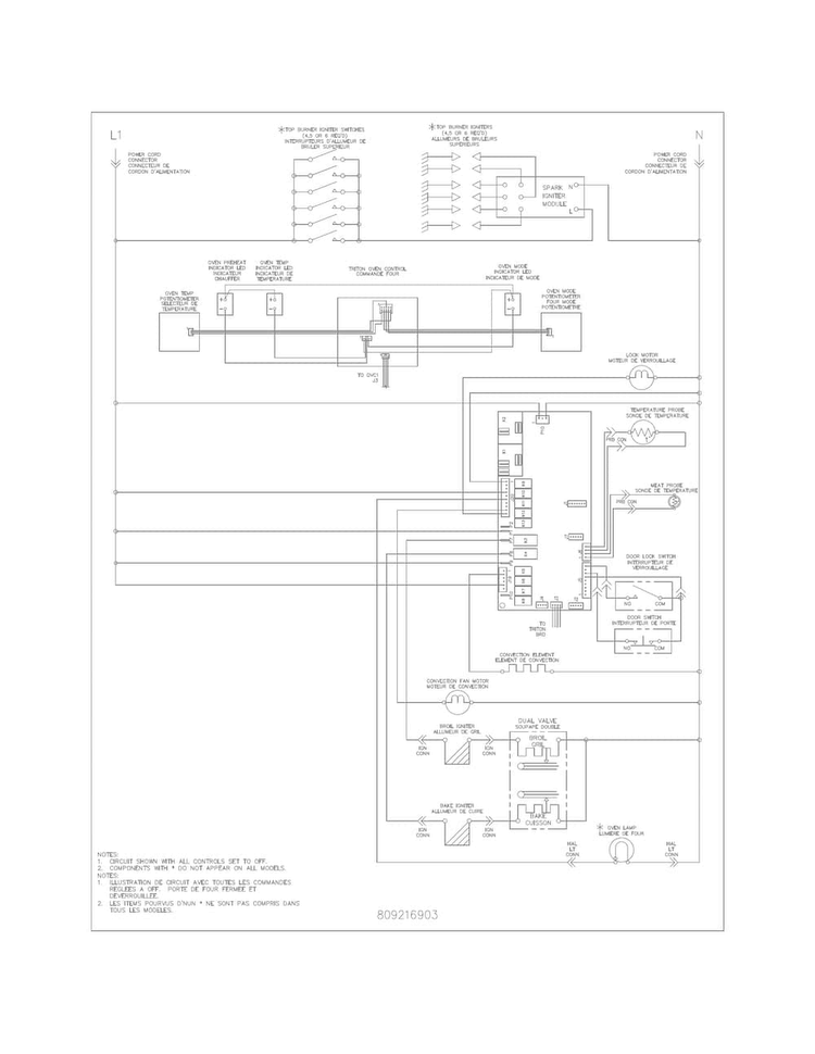 Wiring Diagram Diagram and Parts List for FPGF3077QFB  Frigidaire Range