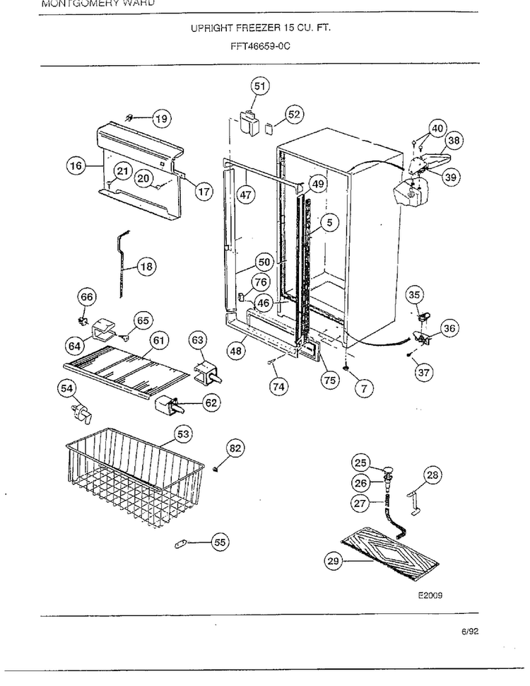 Upright Freezer 15 Cubic Feet Page 3 Diagram and Parts List for 46659-0C  Frigidaire Freezer