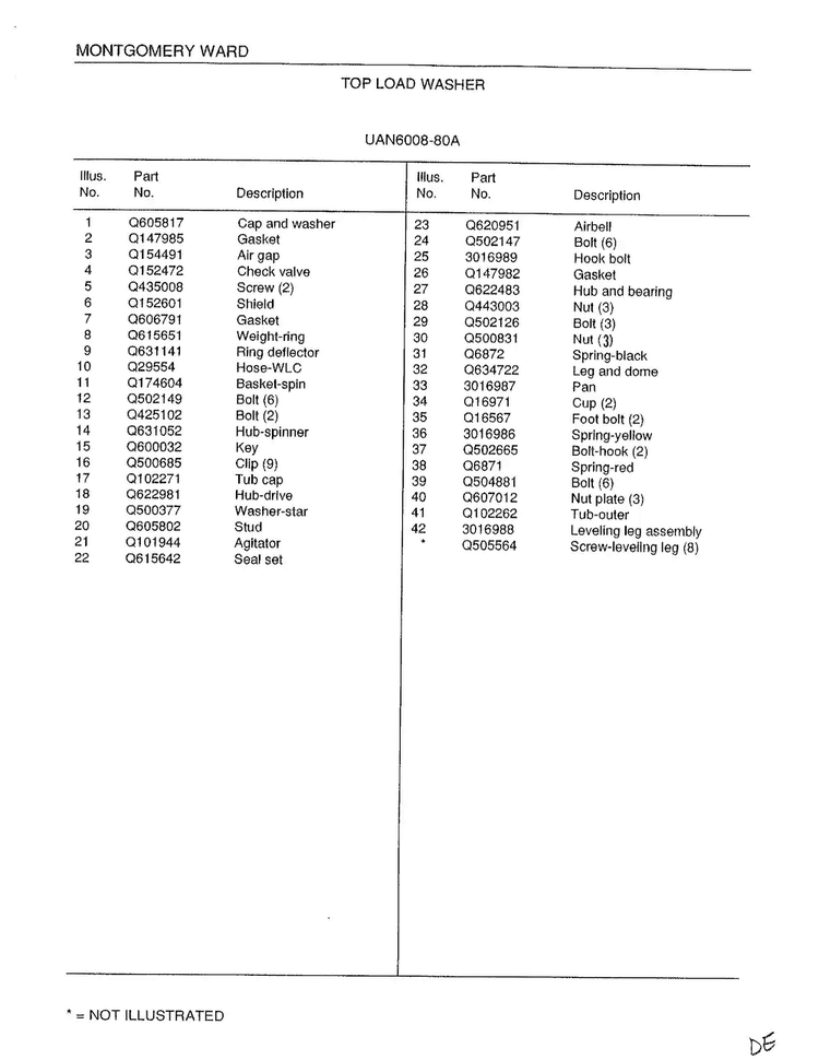 Top Load Washer Page 4 Diagram and Parts List for 6008A  Frigidaire Washer