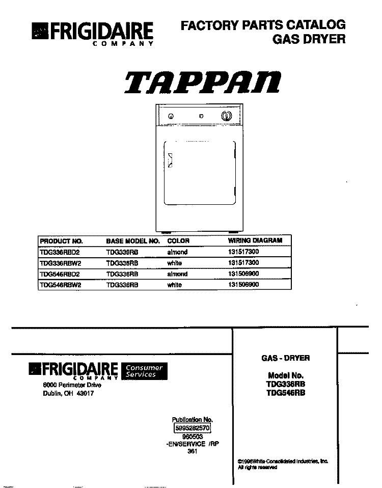 COVER Diagram and Parts List for FEF350CCTE  Frigidaire Range
