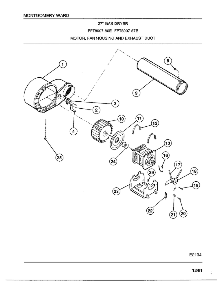Console/controls And Top Panel Page 2 Diagram and Parts List for 8007-87D  Frigidaire Dryer
