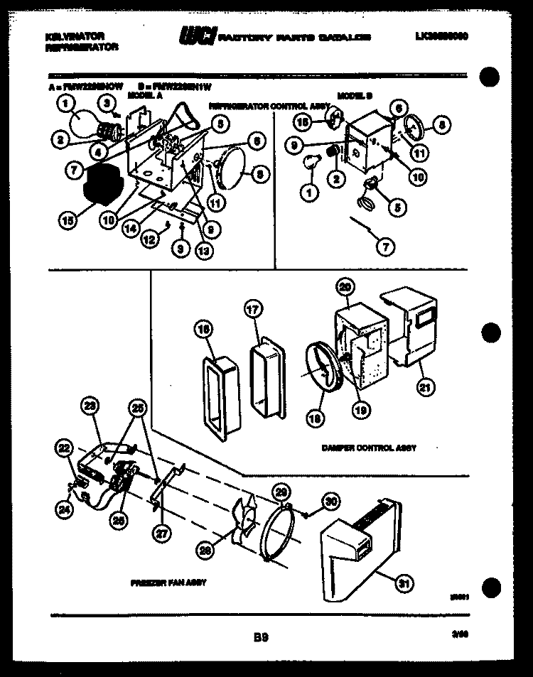 REFRIGERATOR CONTROL ASSEMBLY, DAMP Diagram and Parts List for FMW220EN1D  Kelvinator Refrigerator