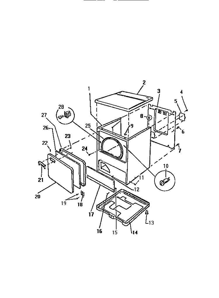 CABINET Diagram and Parts List for DEA500A1T  Kelvinator Dryer