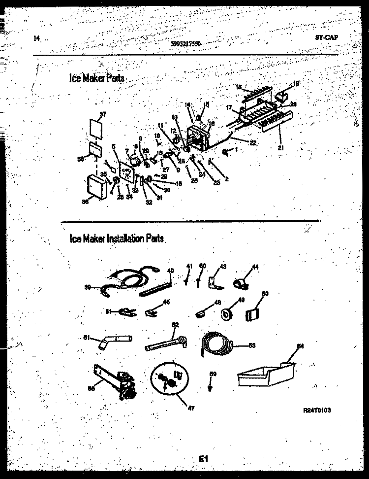 ICE MAKER AND INSTALLATION PARTS Diagram and Parts List for ATG175NCD0  Frigidaire Refrigerator