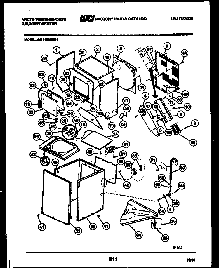 CABINET PARTS AND HEATER Diagram and Parts List for SM115MXW1  Frigidaire Washer