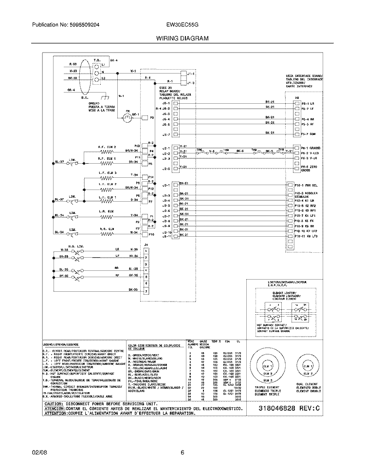 WIRING DIAGRAM Diagram and Parts List for EW30EC55GB1  Electrolux Cooktop