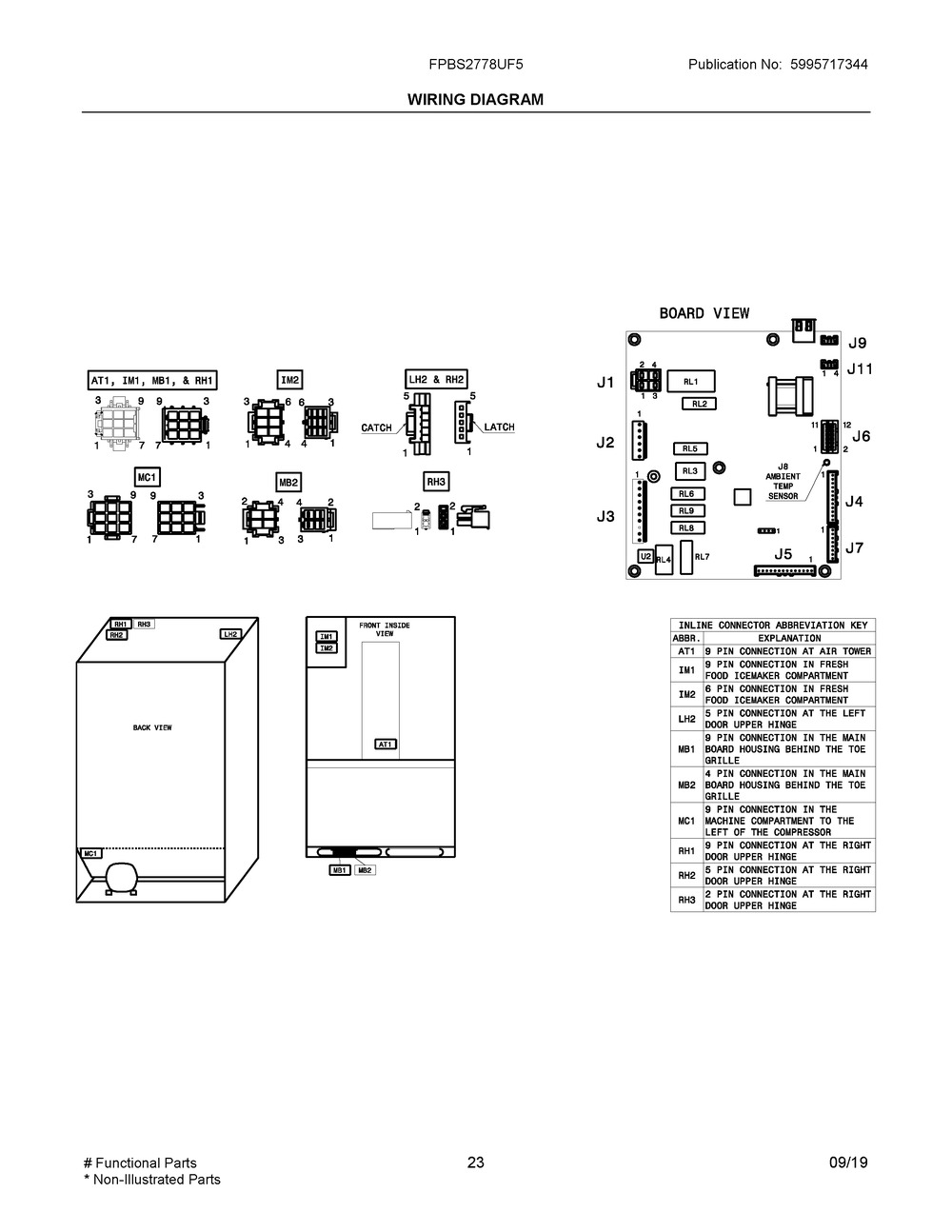 Wiring Diagram Diagram and Parts List for FPBS2778UF5  Frigidaire Refrigerator