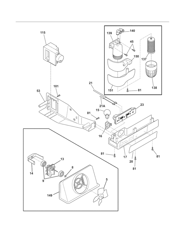 Controls Diagram and Parts List for FRS6HR45KS7  Frigidaire Refrigerator