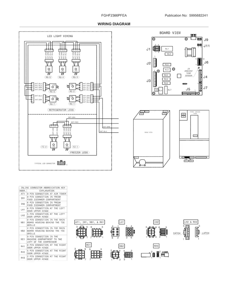 Wiring Diagram Diagram and Parts List for FGHF2366PFEA  Frigidaire Refrigerator