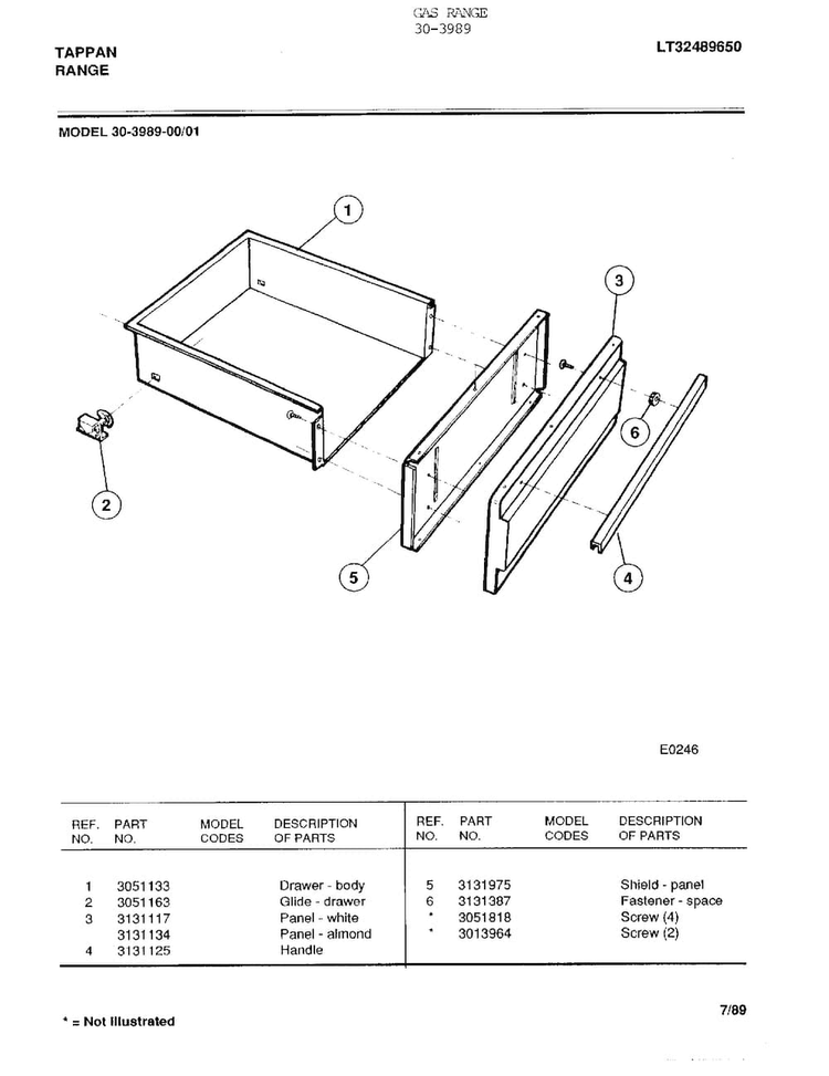 Gas Range Page 5 Diagram and Parts List for 30-3989  Frigidaire Range