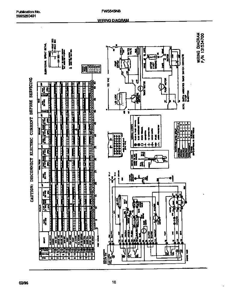 WIRING DIAGRAM Diagram and Parts List for FWS545NBT3  Frigidaire Washer