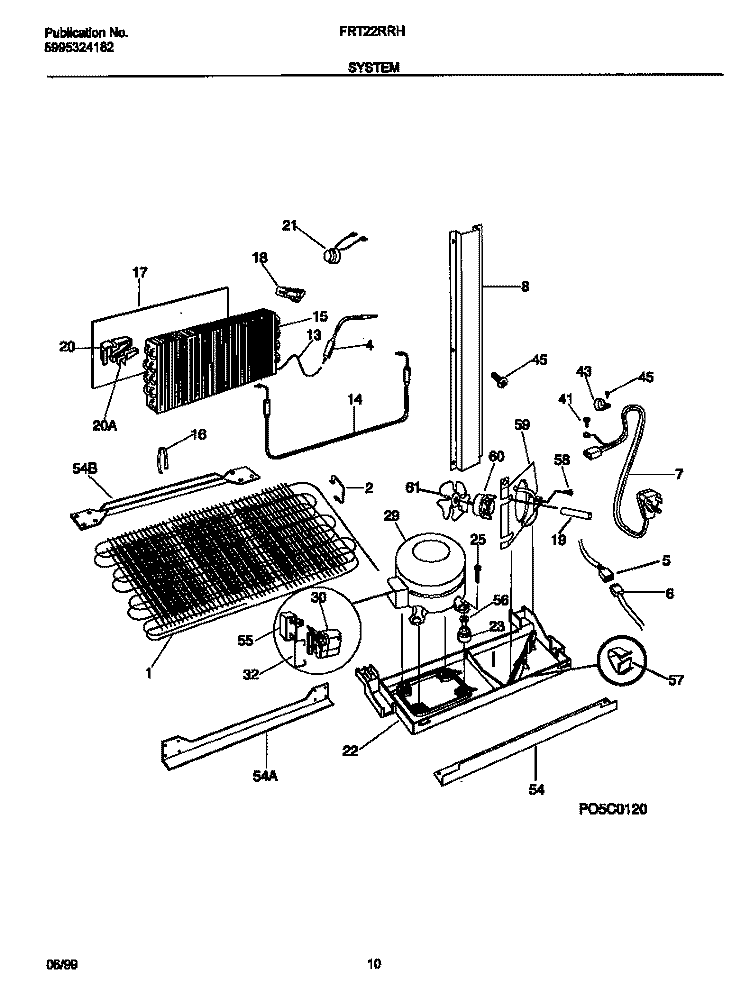 SYSTEM Diagram and Parts List for FRT22RRHB1  Frigidaire Refrigerator
