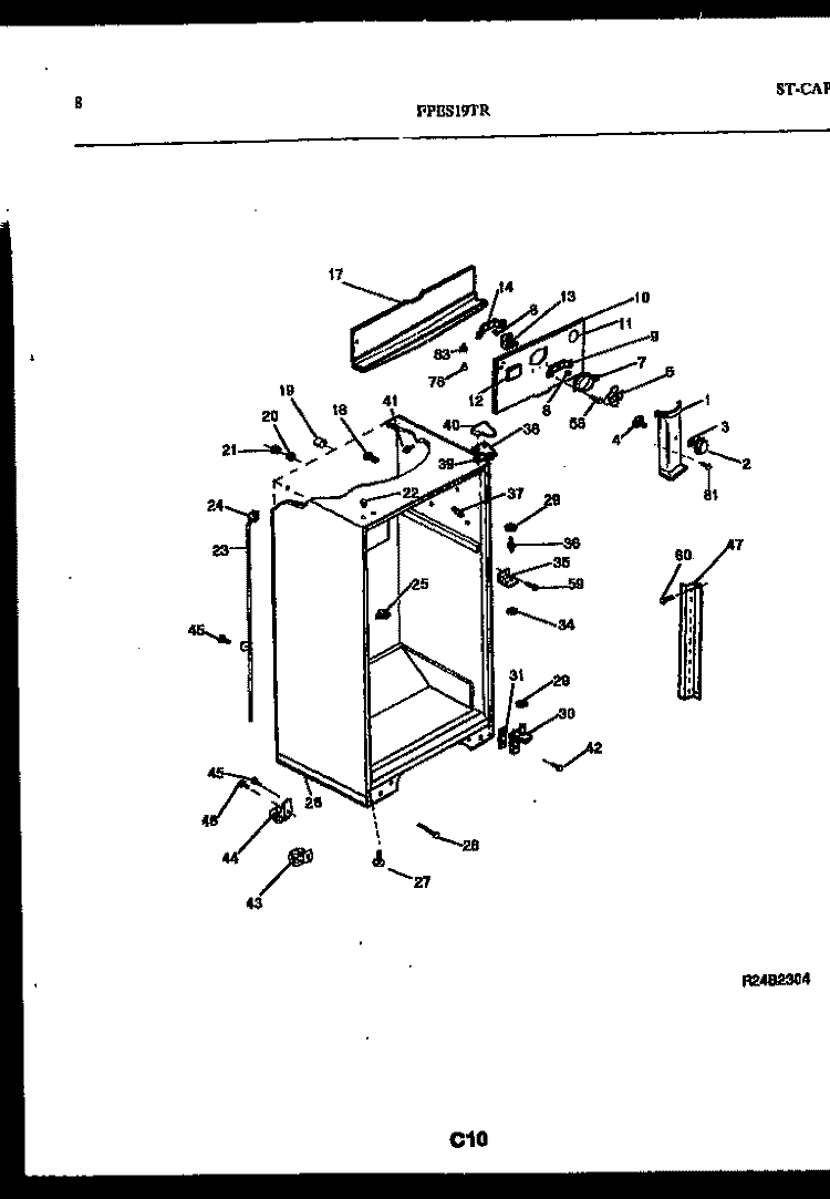 CABINET PARTS Diagram and Parts List for FPES19TRW1  Frigidaire Refrigerator