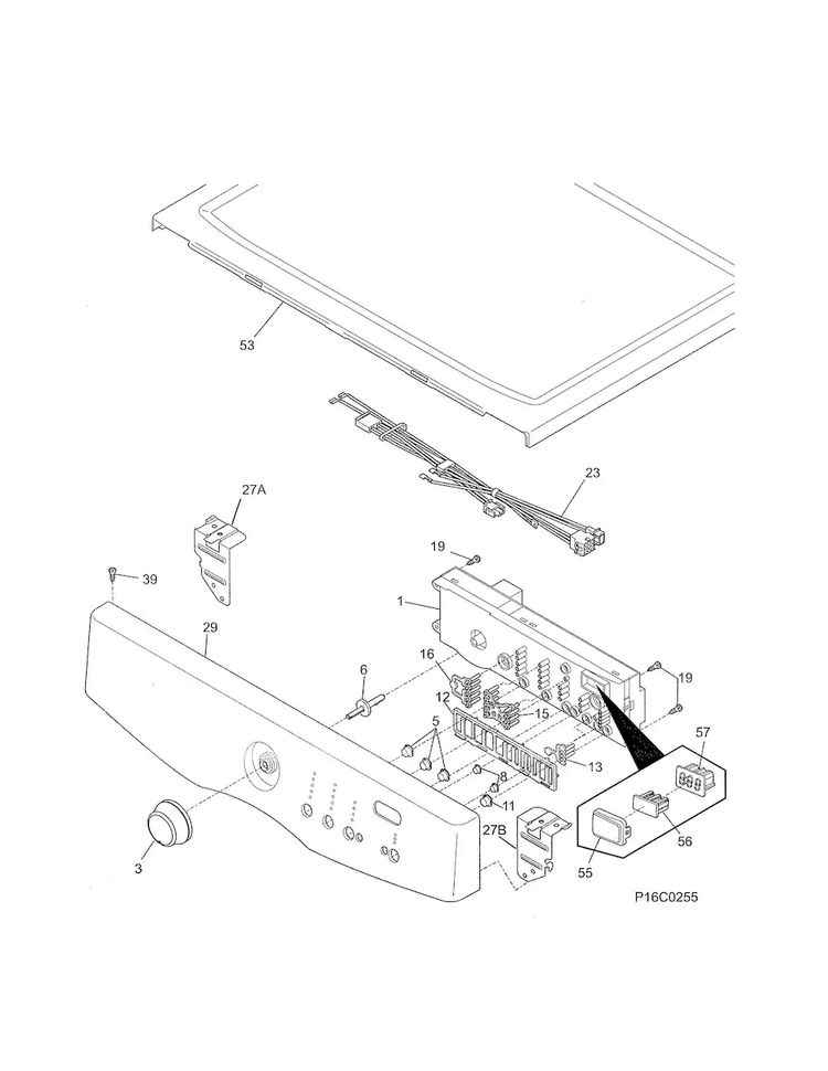Controls/top Panel Diagram and Parts List for 41788022000  Kenmore Dryer