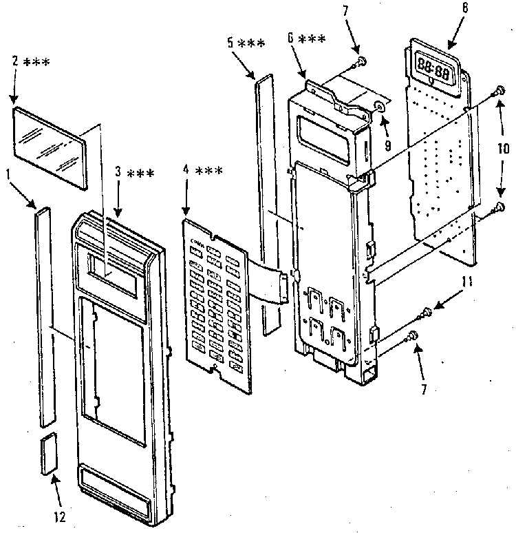 Control Panel Diagram and Parts List for 5648996380  Kenmore Microwave