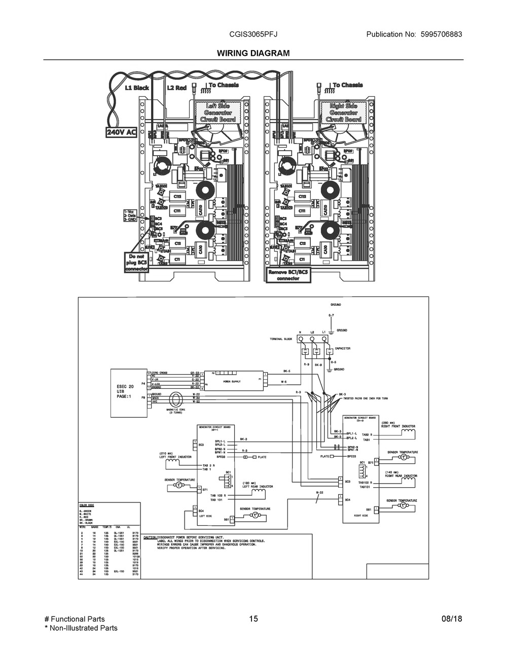 Wiring Diagram Diagram and Parts List for CGIS3065PFJ  Frigidaire Range