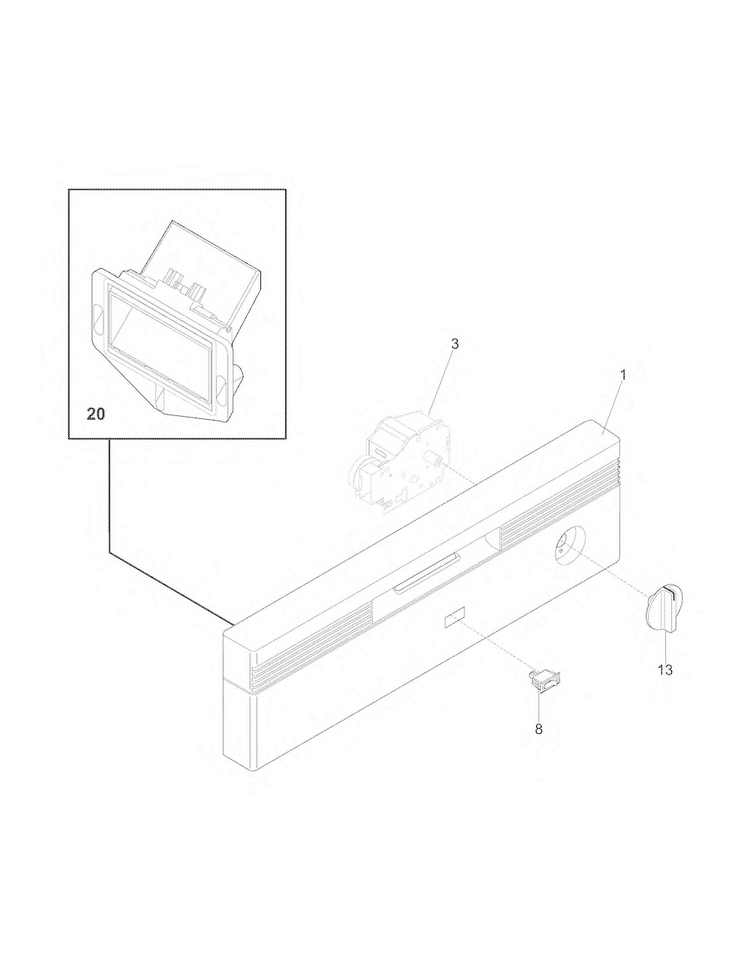Control Panel Diagram and Parts List for FBD2400KQ4A  Frigidaire Dishwasher