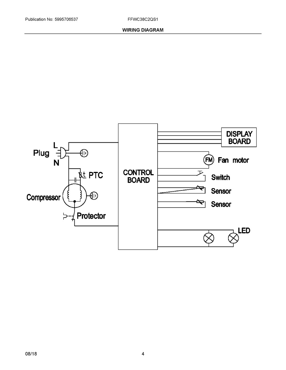 Wiring Diagram Diagram and Parts List for FFWC38C2QS1  Frigidaire Wine and Beverage Cooler