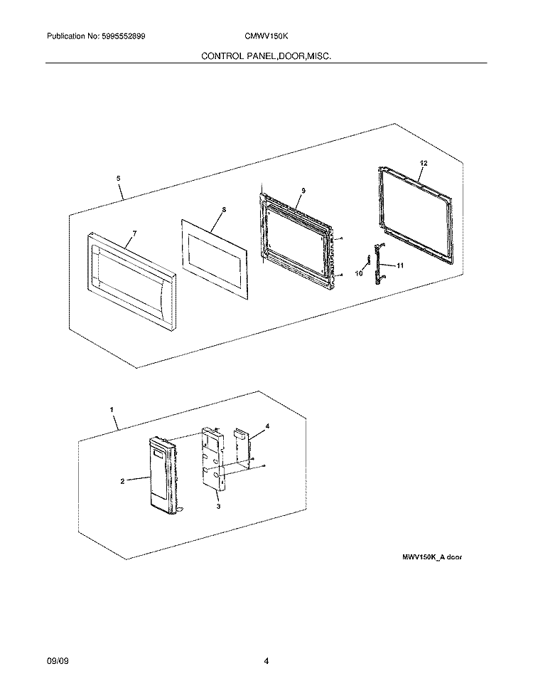 CONTROL PANEL,DOOR,MISC. Diagram and Parts List for CMWV150KBA  Uni Microwave