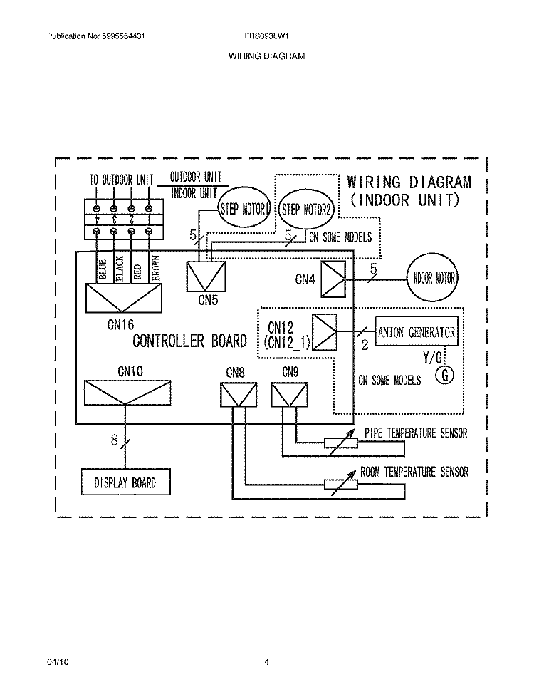 WIRING DIAGRAM Diagram and Parts List for FRS093LW10  Frigidaire Air Conditioner