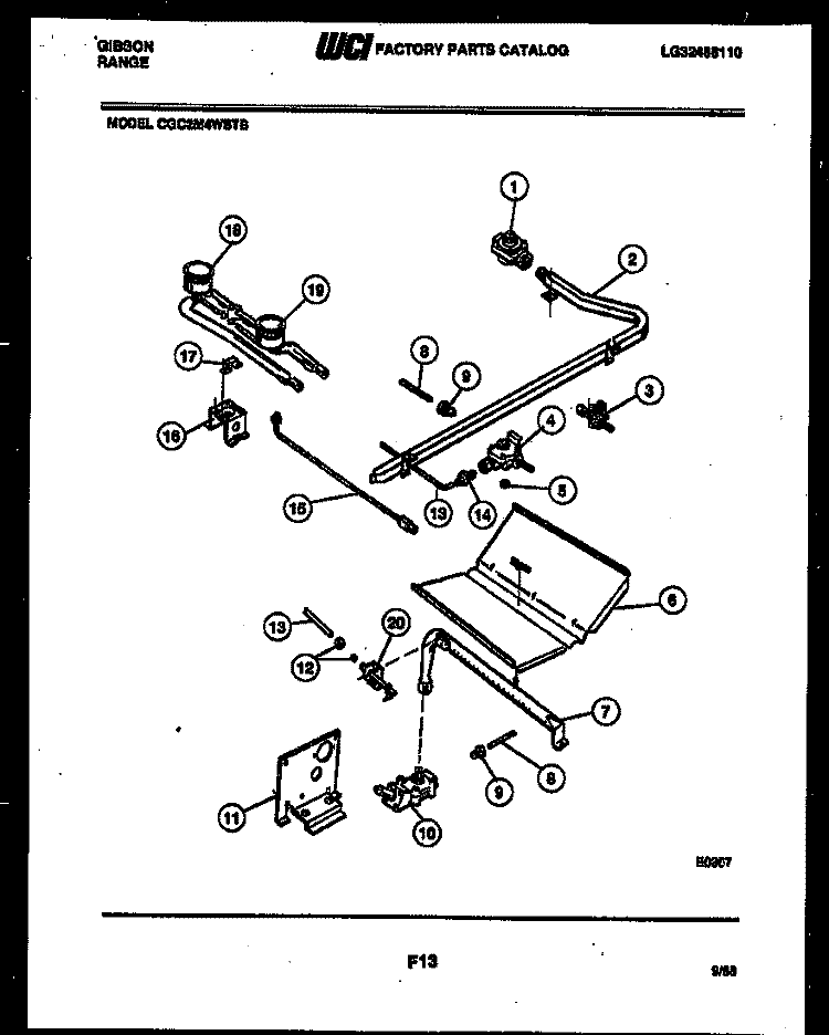 BURNER PARTS Diagram and Parts List for CGC2M4WSTB  Gibson Range