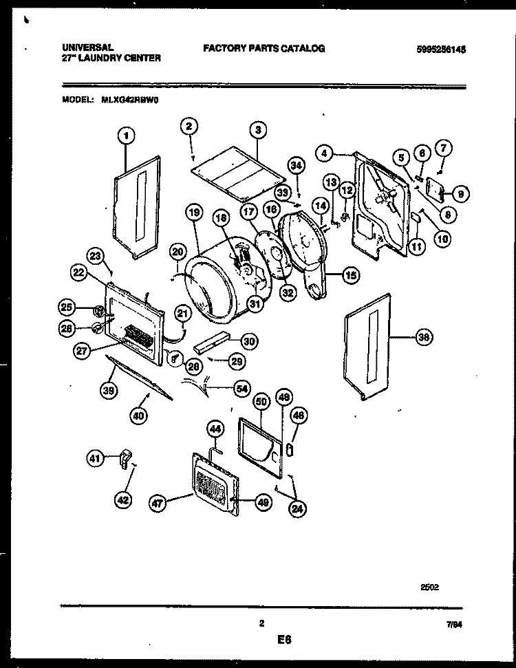 LAUNDRY BODY PARTS Diagram and Parts List for MLXG42RBW0  Tappan Washer Dryer Combo