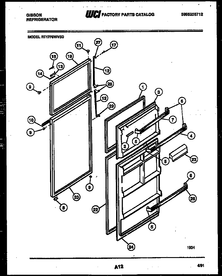 DOOR PARTS Diagram and Parts List for RT17F6WV3D  Gibson Refrigerator