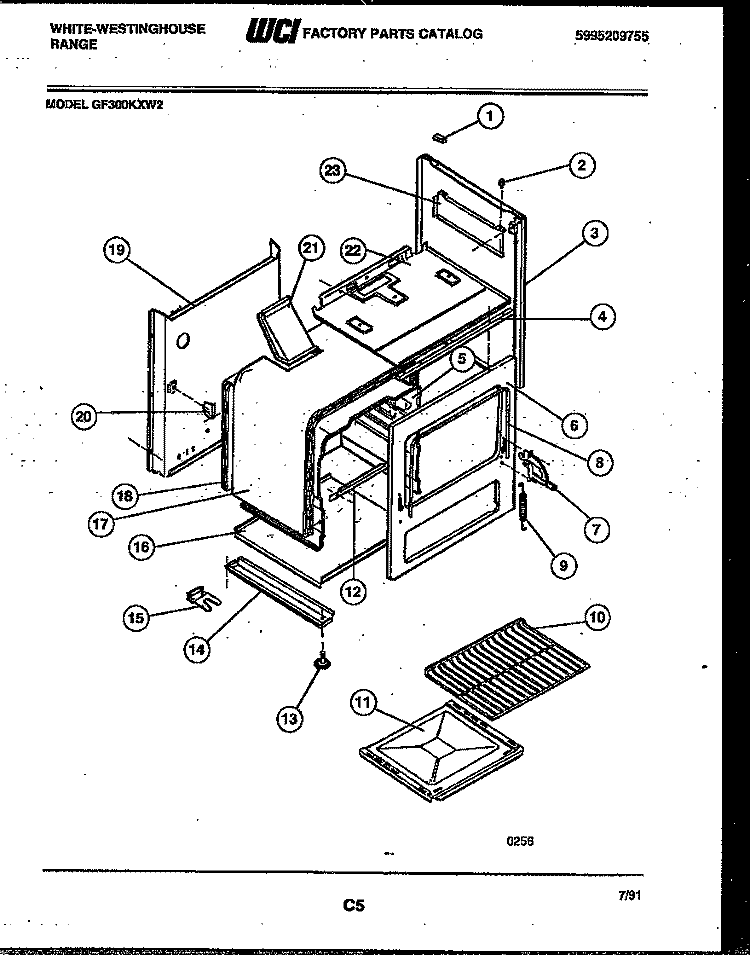 BODY PARTS Diagram and Parts List for GF300KXD2  Frigidaire Range