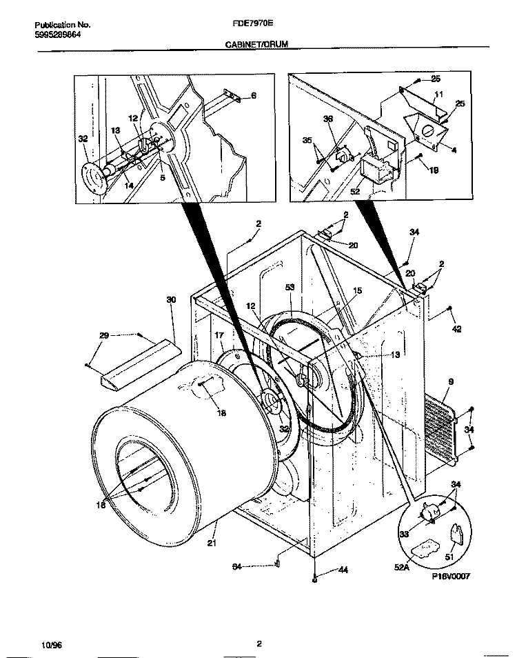 CABINET / DRUM Diagram and Parts List for FDE7970EW0  Frigidaire Dryer