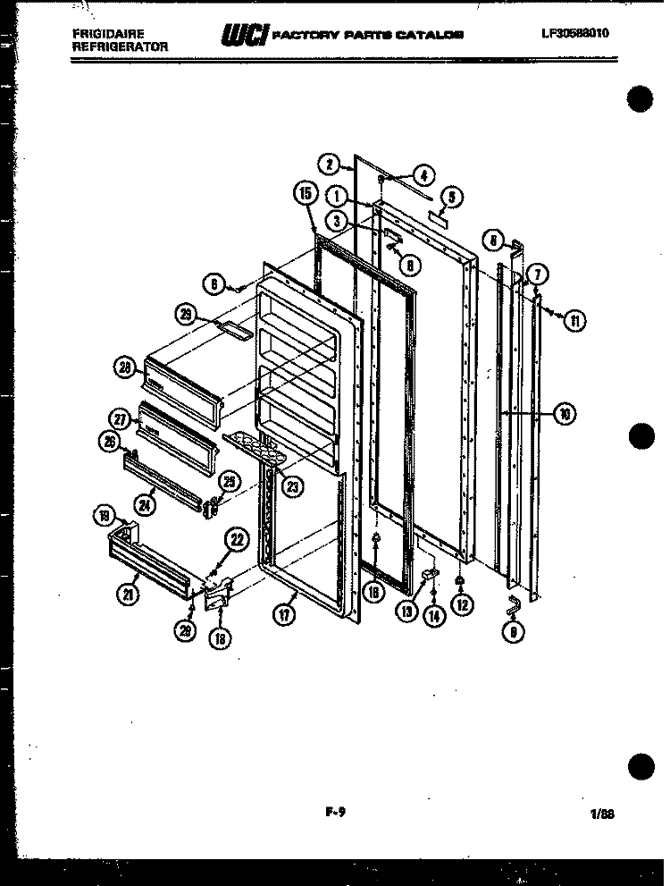 REFRIGERATOR DOOR PARTS Diagram and Parts List for FPE22V3AA1  Frigidaire Refrigerator
