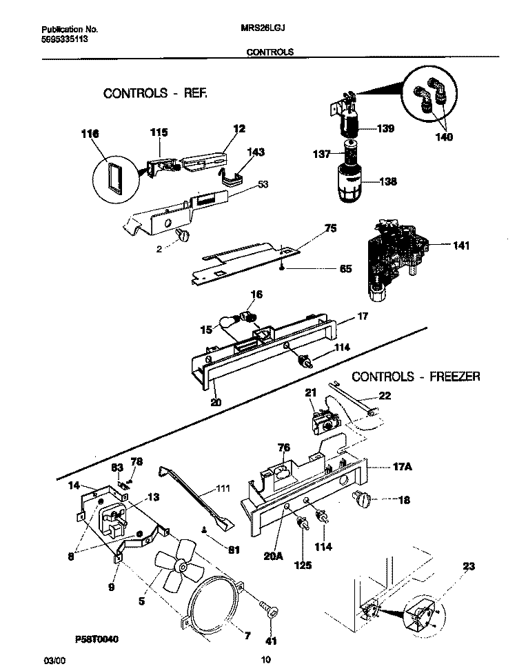 CONTROLS Diagram and Parts List for MRS26LGJB0  Frigidaire Refrigerator